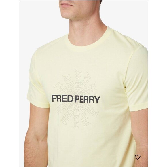 Fred Perry Maxi Logo Tshirt Mens Large L Wax Yellow Tee Crewneck - Picture 5 of 16